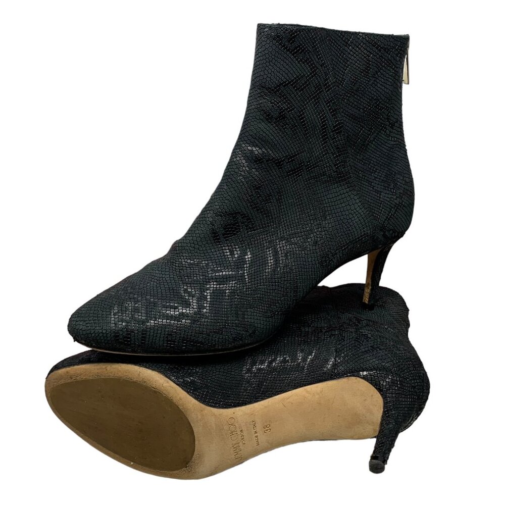 JIMMY CHOO Duke Snakeskin Rear Zip Booties Size - Picture 10 of 11
